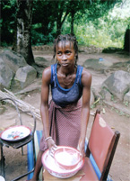 woman sieving flour