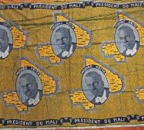 Commemorative wraps (Pagnes) printed on wax fabric in the 1960s. Malian Modibo Keita Mali