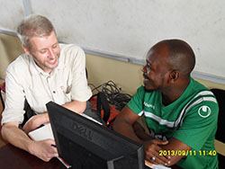 Makatta Mbukuzi (right), journalist of the Swahili Islamic newspaper Kisiwa