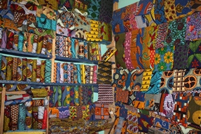 Waxprints sold in a Shop in West Africa