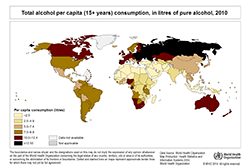 Ill.: Total alcohol consumption per capita, WHO, 2010