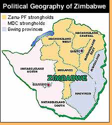 map Political geography of Zimbabwe