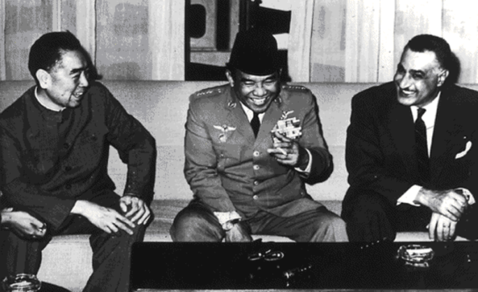 Zhou Enlai, Soekarno and Nasser at the Bandung Conference