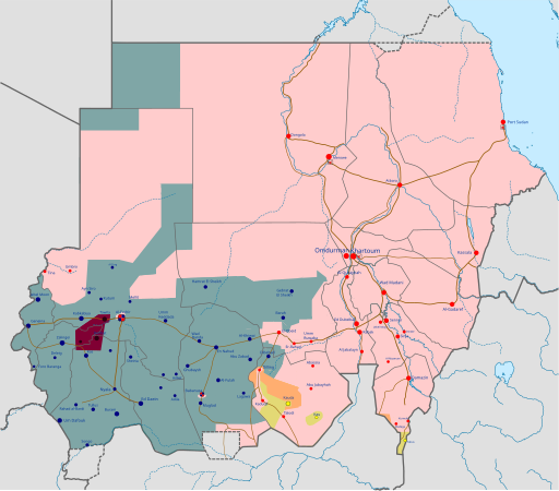 Map of the Third Sudanese Civil War (2023–present) ElijahPepe, CC BY-SA 4.0 <https://creativecommons.org/licenses/by-sa/4.0>, via Wikimedia Commons